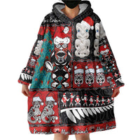 New Zealand Christmas Wearable Blanket Hoodie Maori Christmas Spirit - Meri Kirihimete