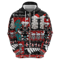 New Zealand Christmas Zip Hoodie Maori Christmas Spirit - Meri Kirihimete LT03 - Polynesian Pride