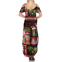 Hawaiian Christmas Summer Maxi Dress - Mele Kalikimaka Island Holiday Vibes - Black Red LT03 - Polynesian Pride