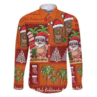 Hawaiian Christmas Family Matching Puletasi and Hawaiian Shirt - Mele Kalikimaka Island Holiday Vibes - Red Orange