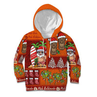 Hawaiian Christmas Kid Hoodie - Mele Kalikimaka Island Holiday Vibes - Red Orange