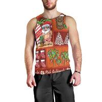 Hawaiian Christmas Men Tank Top - Mele Kalikimaka Island Holiday Vibes - Red Orange