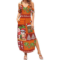 Hawaiian Christmas Summer Maxi Dress - Mele Kalikimaka Island Holiday Vibes - Red Orange LT03 Women Red - Orange - Polynesian Pride