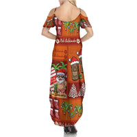 Hawaiian Christmas Summer Maxi Dress - Mele Kalikimaka Island Holiday Vibes - Red Orange LT03 - Polynesian Pride