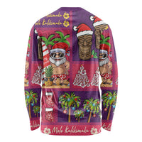 Hawaiian Christmas Long Sleeve Shirt - Mele Kalikimaka Island Holiday Vibes - Pink Purple LT03 - Polynesian Pride