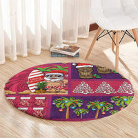 Hawaiian Christmas Round Carpet - Mele Kalikimaka Island Holiday Vibes - Pink Purple