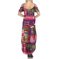 Hawaiian Christmas Summer Maxi Dress - Mele Kalikimaka Island Holiday Vibes - Pink Purple LT03 - Polynesian Pride