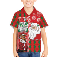 Australian Christmas Family Matching Short Sleeve Bodycon Dress and Hawaiian Shirt - Santa Koala Kangaroo and Holiday Cheer