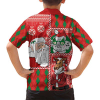 Australian Christmas Family Matching Tank Maxi Dress and Hawaiian Shirt - Santa Koala Kangaroo and Holiday Cheer