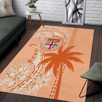 Bula Fiji Area Rug Tropical Flower and Tapa Pattern Peach Fuzz Color LT03 Peach Fuzz - Polynesian Pride