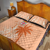 Bula Fiji Quilt Bed Set Tropical Flower and Tapa Pattern Peach Fuzz Color LT03 - Polynesian Pride