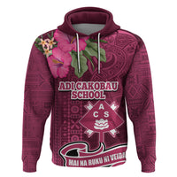 Fiji Adi Cakobau School Zip Hoodie Tropical Flower and Tapa Pattern LT03 Pullover Hoodie Pink - Polynesian Pride