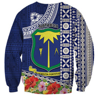 Fiji Natabua High School Sweatshirt Tropical Flower and Tapa Pattern Blue Style LT03 - Polynesian Pride