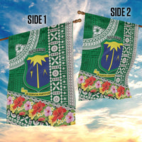 Fiji Natabua High School Garden Flag Tropical Flower and Tapa Pattern Green Style LT03 - Polynesian Pride