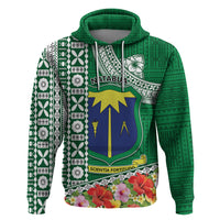 Fiji Natabua High School Zip Hoodie Tropical Flower and Tapa Pattern Green Style LT03 Pullover Hoodie Green - Polynesian Pride