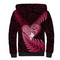 New Zealand Valentine Day Sherpa Hoodie Aotearoa Warrior Love Story Silver Fern Koru Pink Style LT03 - Polynesian Pride