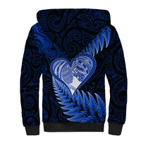 New Zealand Valentine Day Sherpa Hoodie Aotearoa Warrior Love Story Silver Fern Koru Blue Style LT03 - Polynesian Pride