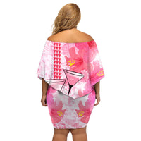 Hawaiian Cocktail Valentine Day Family Matching Off Shoulder Short Dress and Hawaiian Shirt Hibiscus Kakau Pattern Pink Version LT03 - Polynesian Pride