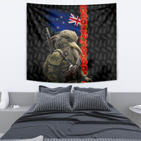 New Zealand Kiwi Soldier ANZAC Tapestry Red Poppy Flower and Silver Fern Pattern LT03 - Polynesian Pride