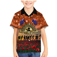 The Rising Sun Badge ANZAC Family Matching Mermaid Dress and Hawaiian Shirt Last Post Field of Poppy Starry Night Style LT03 Son's Shirt Black - Polynesian Pride