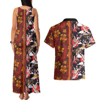 Japanese Culture Hawaii Style Couples Matching Tank Maxi Dress and Hawaiian Shirt Hawaiian Tribal and Japanese Pattern Together Culture LT03 - Polynesian Pride