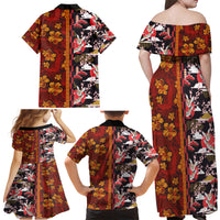 Pan-Pacific Festival Family Matching Off Shoulder Maxi Dress and Hawaiian Shirt Hawaiian Tribal and Japanese Pattern Together Culture