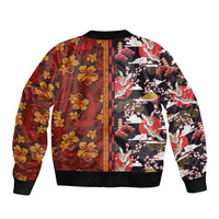 Pan-Pacific Festival Sleeve Zip Bomber Jacket Hawaiian Tribal and Japanese Pattern Together Culture