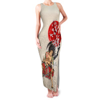 Personalised Japanese Culture Hawaii Style Family Matching Tank Maxi Dress and Hawaiian Shirt Japanese Samurai with Hawaiian Pattern LT03 Mom's Dress Beige - Polynesian Pride
