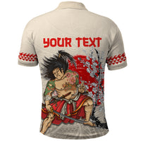 Personalised Pan-Pacific Festival Polo Shirt Japanese Samurai with Hawaiian Pattern