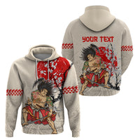 Personalised Pan-Pacific Festival Zip Hoodie Japanese Samurai with Hawaiian Pattern