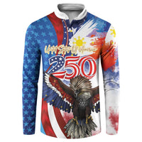 Philippines and United States Semiquincentennial Button Sweatshirt Eagle and National Flag Style LT03 Multicolor - Polynesian Pride