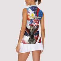 Philippines and United States Semiquincentennial Women Sleeveless Polo Shirt Eagle and National Flag Style LT03 - Polynesian Pride