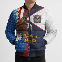 American Samoa and United States Semiquincentennial Bomber Puffer Jacket Bald Eagle with National Flag Style LT03 - Polynesian Pride
