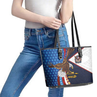 American Samoa and United States Semiquincentennial Leather Tote Bag Bald Eagle with National Flag Style
