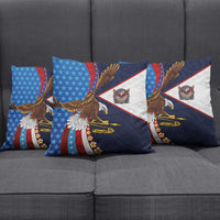 American Samoa and United States Semiquincentennial Pillow Cover Bald Eagle with National Flag Style