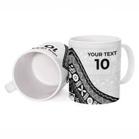 Custom Fijian Rugby Ceramic Mug Tapa Pattern and Palm Tree Tribal