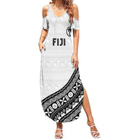 Custom Fijian Rugby Summer Maxi Dress Tapa Pattern and Palm Tree Tribal