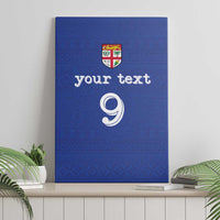 Custom Fijian Football Canvas Wall Art Tapa Pattern and Shark Tribal