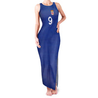 Custom Fijian Football Family Matching Tank Maxi Dress and Hawaiian Shirt Tapa Pattern and Shark Tribal LT03 Mom's Dress Blue - Polynesian Pride