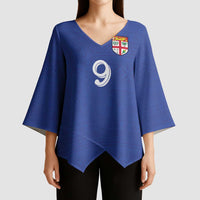 Custom Fijian Football Kimono Sleeve Blouse Tapa Pattern and Shark Tribal