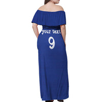 Custom Fijian Football Off Shoulder Maxi Dress Tapa Pattern and Shark Tribal