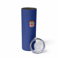 Custom Fijian Football Skinny Tumbler Tapa Pattern and Shark Tribal LT03 - Polynesian Pride