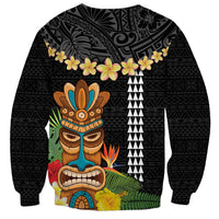 Hawaii Plumeria Lei Sweatshirt Tiki and Kakau Pattern Black Color