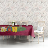 Hawaii Plumeria Lei Tablecloth Tiki and Kakau Pattern Pink Color LT03 - Polynesian Pride