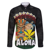 Aloha Hawaii Family Matching Long Sleeve Bodycon Dress and Hawaiian Shirt Kanaka Maoli with Polynesian Spiral Plumeria