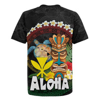 Aloha Hawaii Rugby Jersey Kanaka Maoli with Polynesian Spiral Plumeria