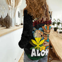 Aloha Hawaii Women Casual Shirt Kanaka Maoli with Polynesian Spiral Plumeria