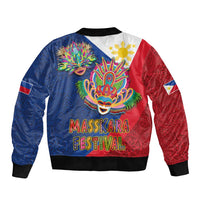 Philippines MassKara Bomber Jacket Filipino Carnival Mask and Polynesian Pattern