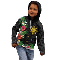Tropical Hawaii and Philippines Kid Hoodie Kanaka Maoli and Sun Badge Batok Tattoo Colorful