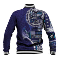 Samoan Siapo Art Tattoo Polynesian Pattern Baseball Jacket Navy Color - Polynesian Pride